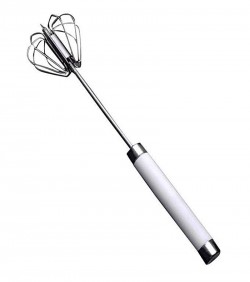  Stainless Steel Rotatable Hand Egg Beater - Silver