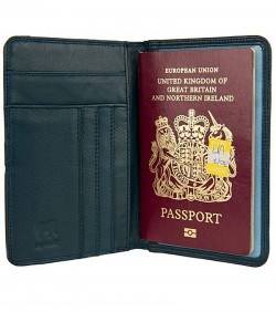  Mywalit Leather Union Jack Passport Cover - Black