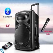 Rechargeable Bluetooth Karaoke Trolly Speaker With Wireless Microphone 