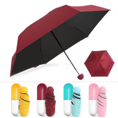 7 inch Folding Umbrella with Cute Capsule Case multicolor 